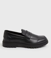New Look Black Leather-Look Chunky Loafers